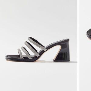 Black short heel sparkles heels